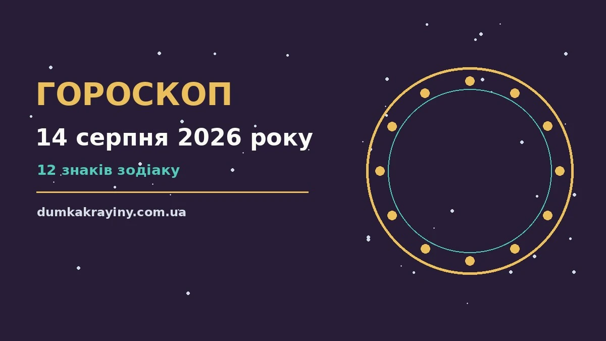 Гороскоп на 14 серпня 2026 року: що підготували зорі про настрій, справи та гроші