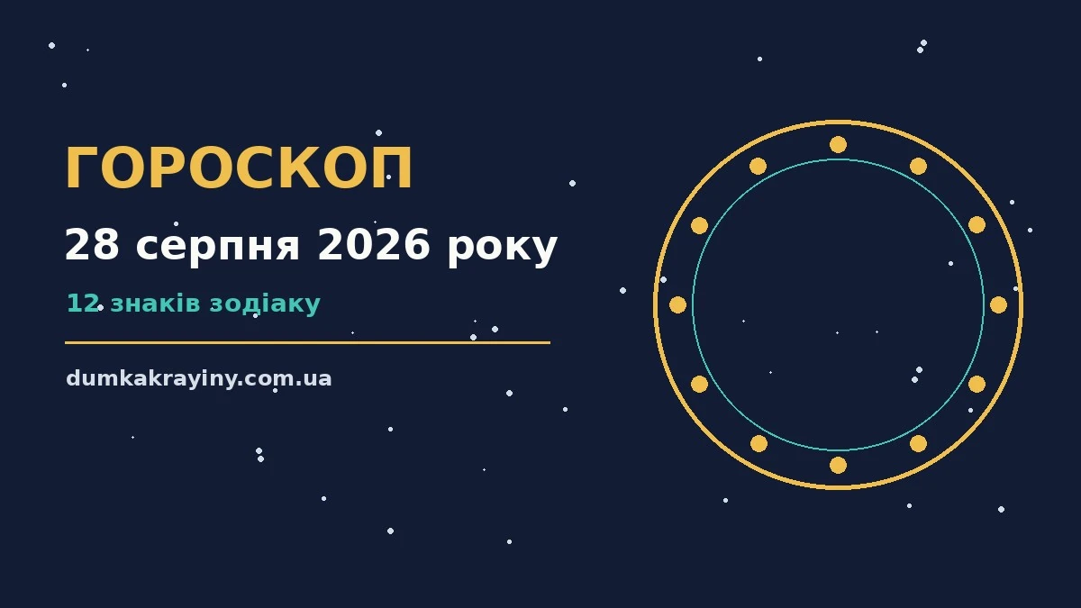 Зоряне небо над українським містом у передвечірніх барвах, символ щоденного гороскопу на 28 серпня 2026 року