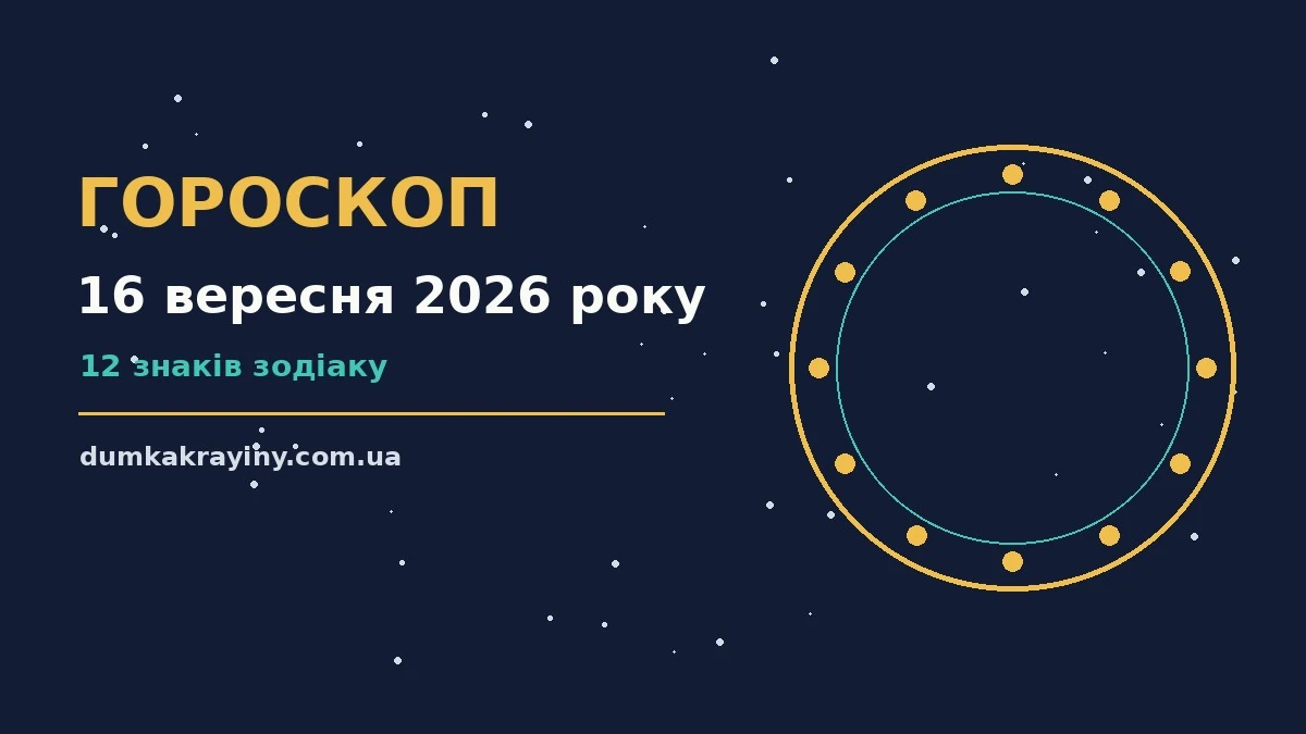 Зоряне небо восени та символи знаків Зодіаку для гороскопу на 16 вересня 2026 року