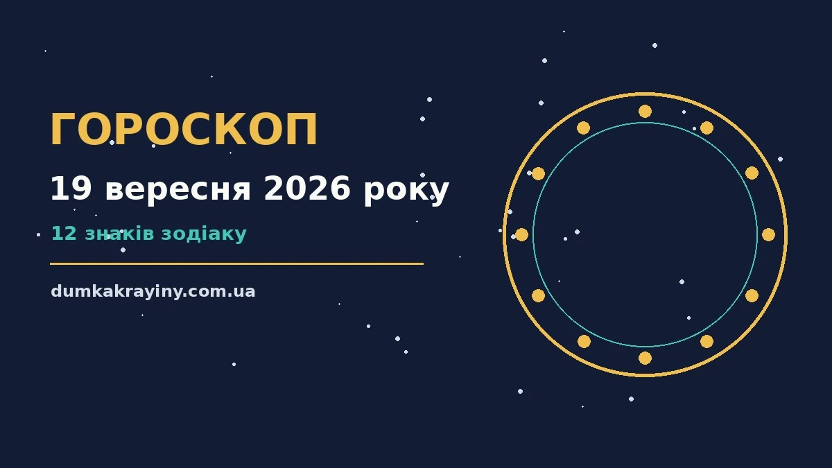 Щоденний гороскоп на 19 вересня 2026 року: настрій, справи та фінанси для дванадцяти знаків зодіаку